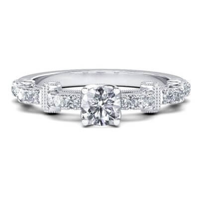 Cathedral Milgrain Round Engagement Ring (0.97 CT. TW.)