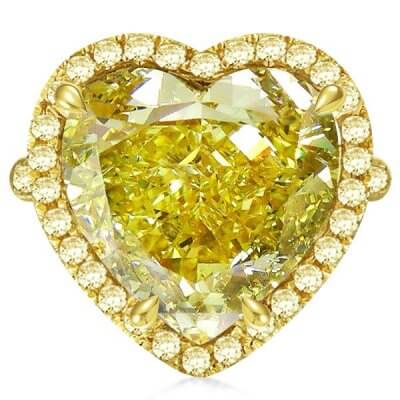 Golden Halo Heart Cut Engagement Ring