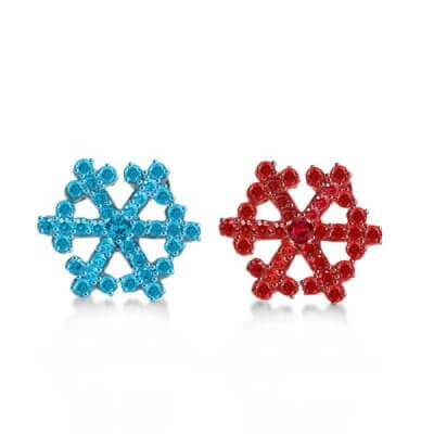 Snowflake and Fire Colletion Stud Earrings For Womens