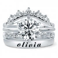 Personalized Round & Marquise Name Stackable Ring Set