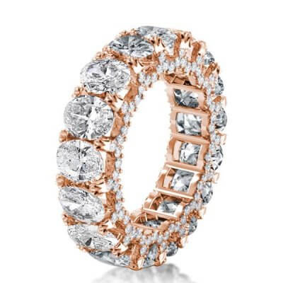 Rose Gold Eternity Double Prong Oval Wedding Band