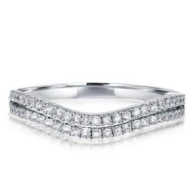 Italo Double Row Curved Created White Sapphire Wedding Band