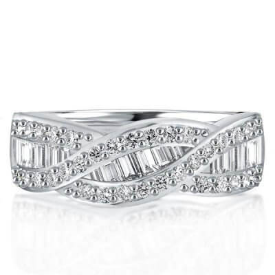 Twist Baguette Created White Sapphire Wedding Band(2.75 CT. TW)