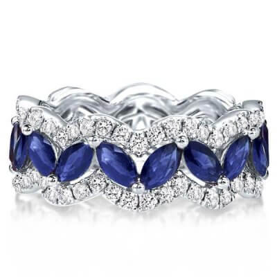 Marquise Wave Created Sapphire Wedding Band (5.42 CT. TW.)