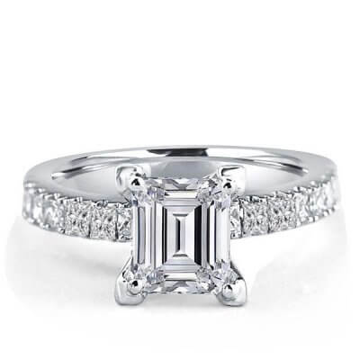 Italo Emerald Created White Sapphire Engagement Ring