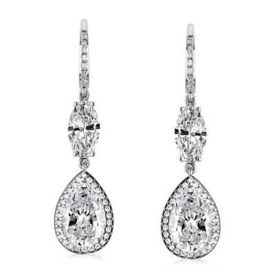 Halo Pear & Marquise Drop Earrings