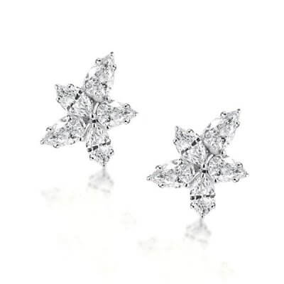 Five-Pointed Star Design Marquise Cut Stud Earrings