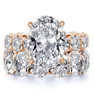 Oval Eternity Rose Gold Created White Sapphire Bridal Set