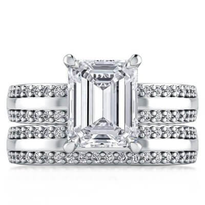 Classic Two Row Created White Sapphire Bridal Set (4.24 CT. TW.)
