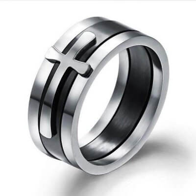 Italo Detachable Cross Design Titanium Steel Men's Wedding Band