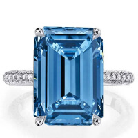 Classic Emerald Cut Created Aquamarine Engagement Ring