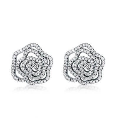 Rose Design Created White Sapphire Stud Earrings