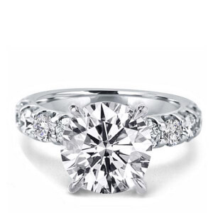 Italo Classic Round Created White Sapphire Engagement Ring