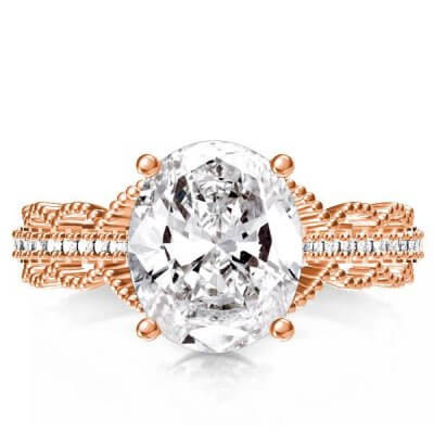 Design Rose Gold Milgrain Oval Cut Special Engagement Ring 