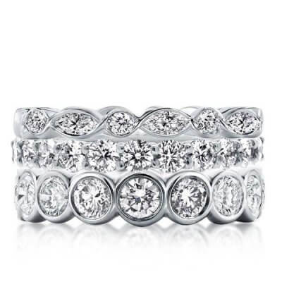 Triple Row Eternity Stackable Band Set