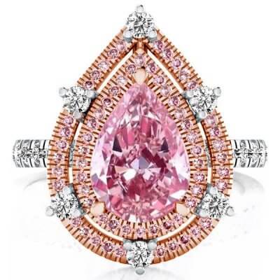 Double Halo Pear Pink Engagement Ring(6.65 CT. TW.)