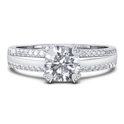 Double Row Pave Band Engagement Ring (0.98 CT. TW.)