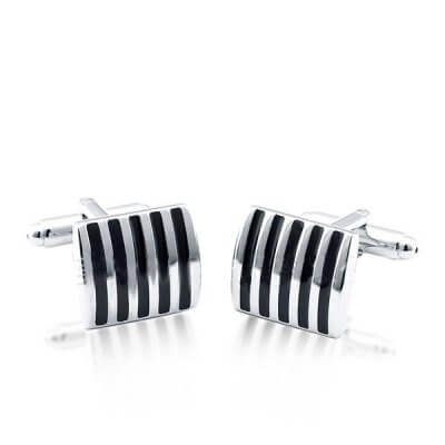 Italo Classic Black Stripe Pattern Cufflinks