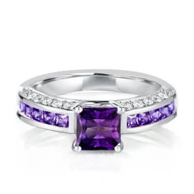 Italo Art Deco Created Amythyst Sapphire Engagement Ring