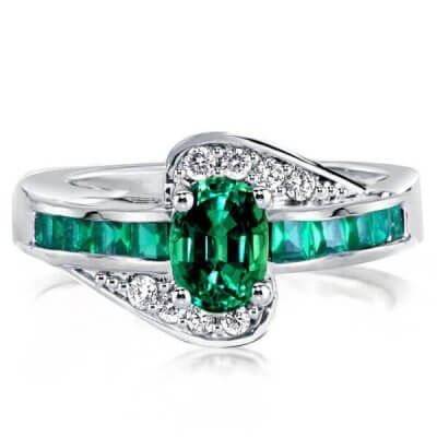 Italo Bypass Created Emerald Engagement Ring