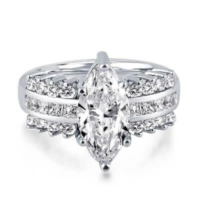 Italo Multiple Sidestone Created White Sapphire Engagement Ring