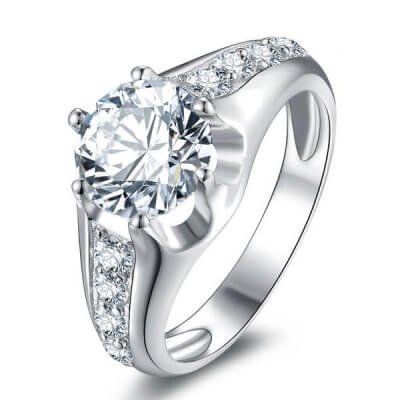 Italo Hollow Created White Sapphire Engagement Ring