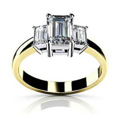 Classic Two Tone Three Stone Engagement Ring