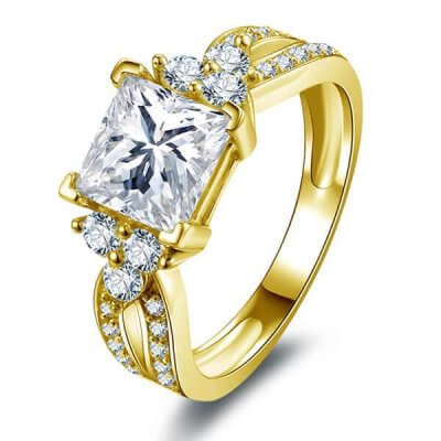 Split Shank Six Stone Yellow Gold Engagement Ring
