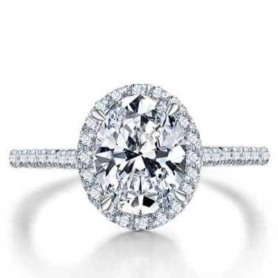 Italo Halo Oval Created White Sapphire Engagement Ring