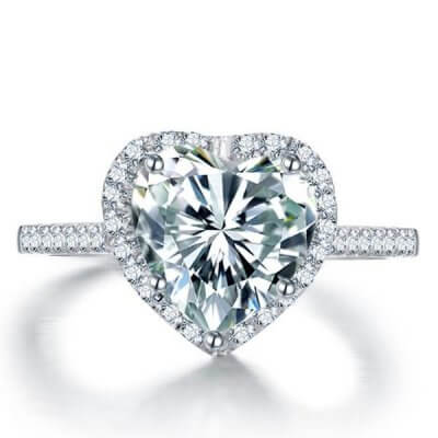 Italo Heart Halo Created White Sapphire Engagement Ring