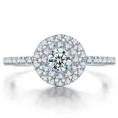 Italo Micro Pave Halo Created White Sapphire Engagement Ring