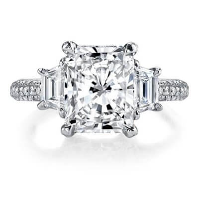 Italo Three Stone Radiant Created White Sapphire Engagement Ring