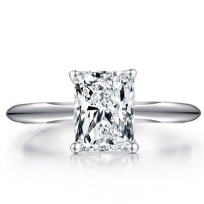 Italo Solitaire Radiant Created White Sapphire Engagement Ring