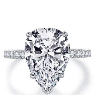Italo Classic Pear Created White Sapphire Engagement Ring