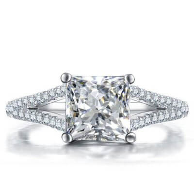 Princess Split Shank Engagement Ring