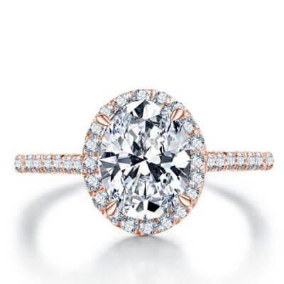 Italo Rose Gold Halo Oval Created White Sapphire Engagement Ring