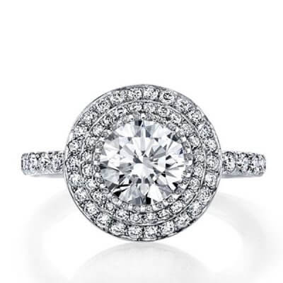 Italo Triple Halo Created White Sapphire Engagement Ring