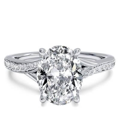 Italo Bypass Oval Created White Sapphire Engagement Ring
