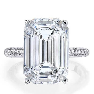 Italo Classic Emerald Created White Sapphire Engagement Ring