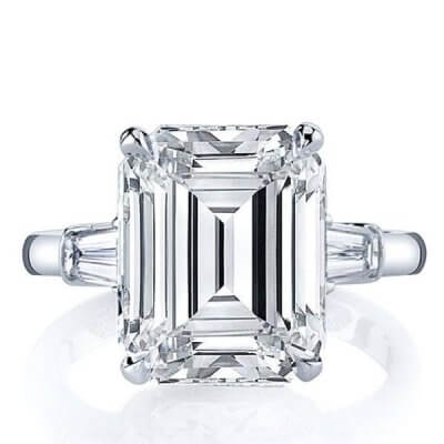 Italo Three Stone Emerald Created White Sapphire Engagement Ring