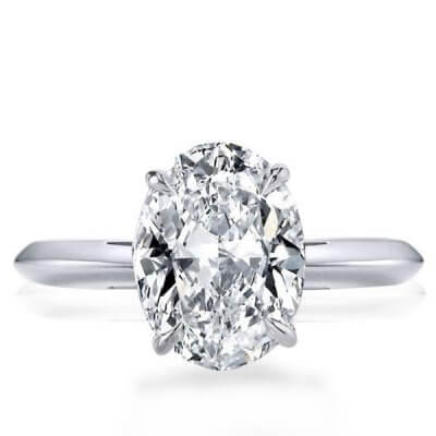 Italo Oval Solitaire Created White Sapphire Engagement Ring