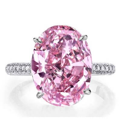 Italo Oval Created Pink Sapphire Engagement Ring