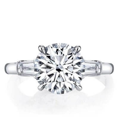 Italo Three Stone Created White Sapphire Engagement Ring