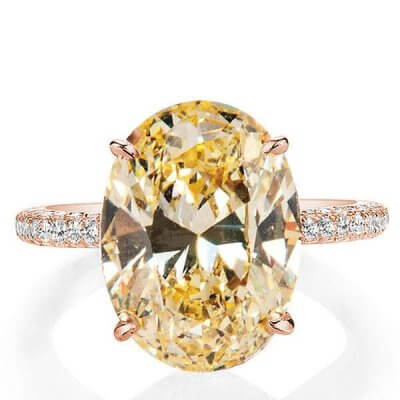 Italo Rose Gold Oval Created Champagne Sapphire Engagement Ring