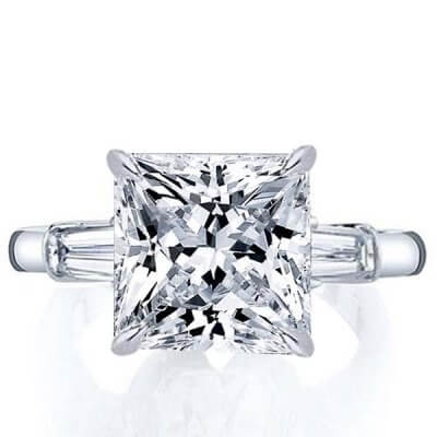 Three Stone Princess Engagement Ring