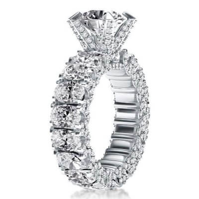 Eternity Oval Shank Engagement Ring 