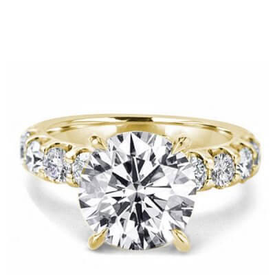 Golden Classic Round Engagement Ring