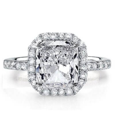 Italo Halo Princess Created White Sapphire Engagement Ring