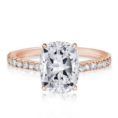 Italo Rose Gold Cushion Created White Sapphire Engagement Ring