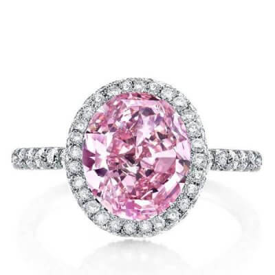 Italo Halo Created Pink Sapphire Engagement Ring